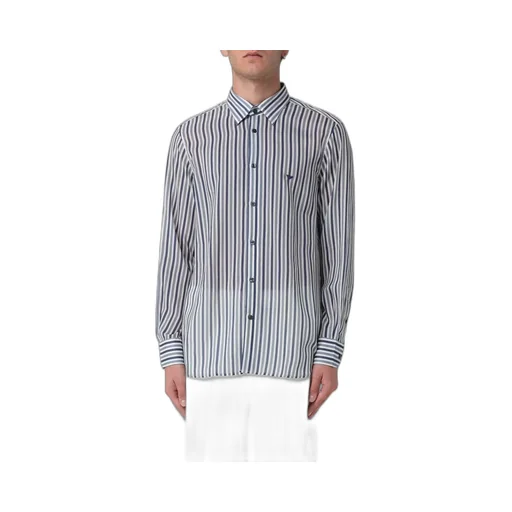Emporio Armani Logo Embroidered Striped Shirt