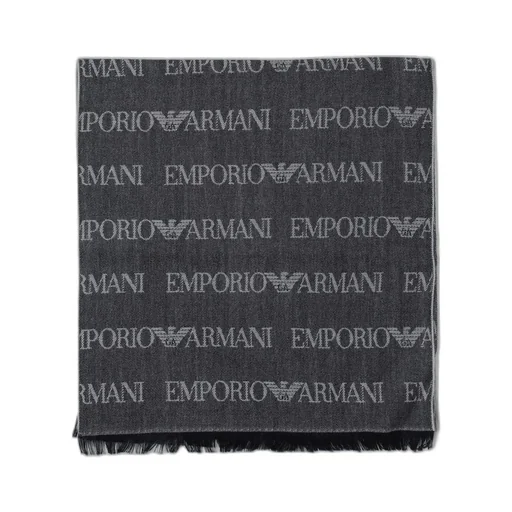 Emporio Armani Logo Patterned Fringed Scarf