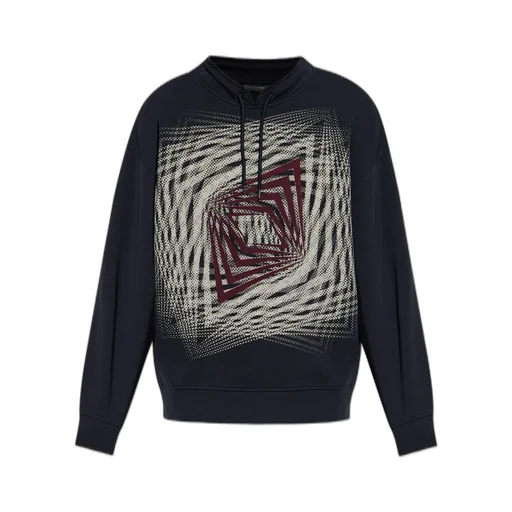 Emporio Armani Patterned Printed Drawstring Hoodie