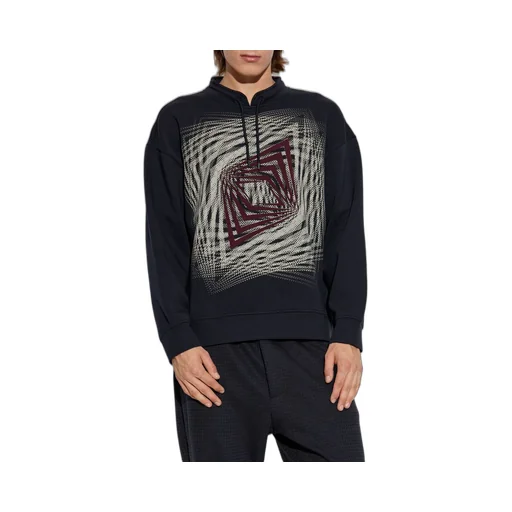 Emporio Armani Patterned Printed Drawstring Hoodie