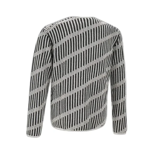 Emporio Armani Diagonal-Stripe Henley Crewneck Jumper