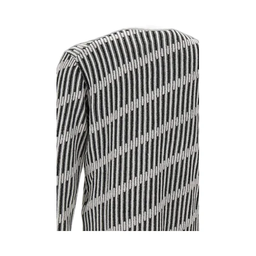 Emporio Armani Diagonal-Stripe Henley Crewneck Jumper