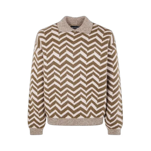 Emporio Armani Chevron-Patterned High Neck Ribbed Jumper