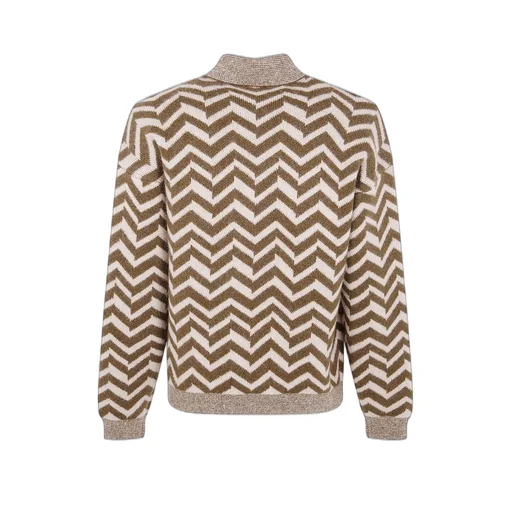 Emporio Armani Chevron-Patterned High Neck Ribbed Jumper