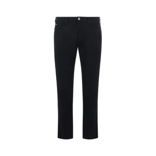 Emporio Armani Logo Plaque Stretched Denim Jeans