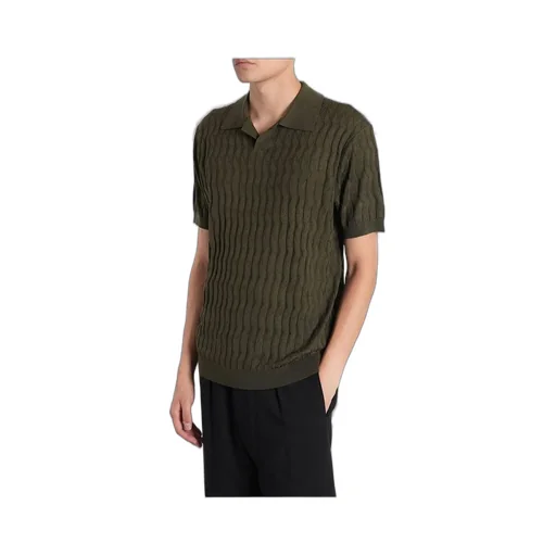 Emporio Armani Textured Knitted Polo Shirt