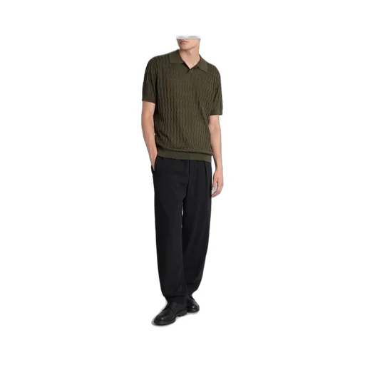 Emporio Armani Textured Knitted Polo Shirt