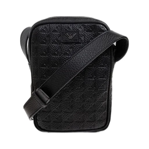 Emporio Armani Logo Embossed Zip-Up Messenger Bag