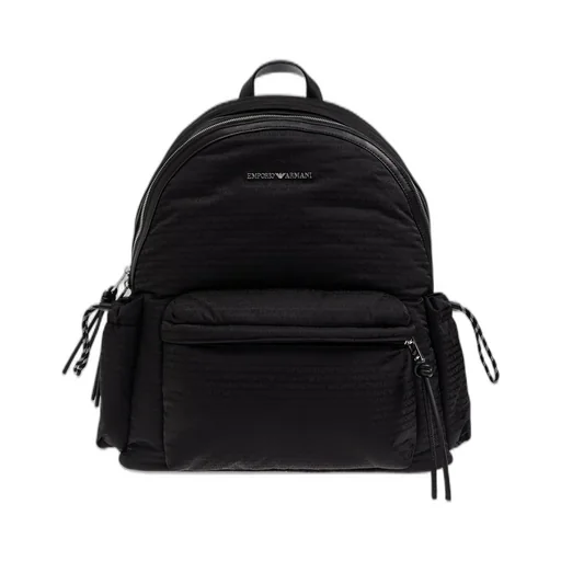 Emporio Armani Logo Plaque Zip-Up Quilted Backpack