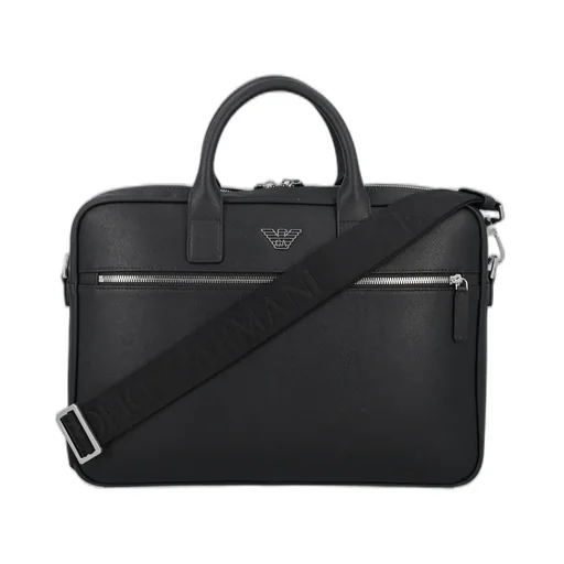 Emporio Armani Logo Plaque Zipped Laptop Case