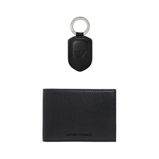 Emporio Armani Logo Lettering Bi-Fold Wallet And Keyring Set