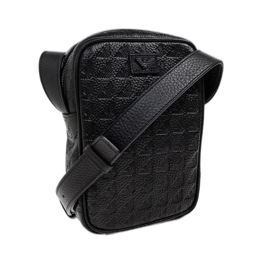 Emporio Armani Logo Embossed Zip-Up Messenger Bag