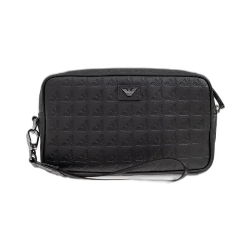 Emporio Armani Logo Plaque Zip-Up Clutch Bag