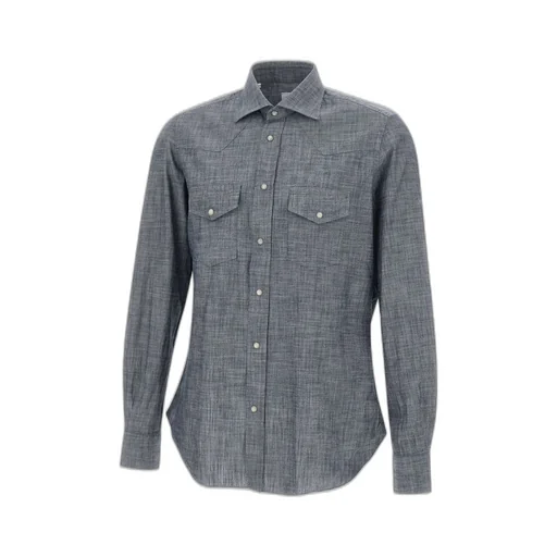 Eleventy Jewel Button Denim Shirt