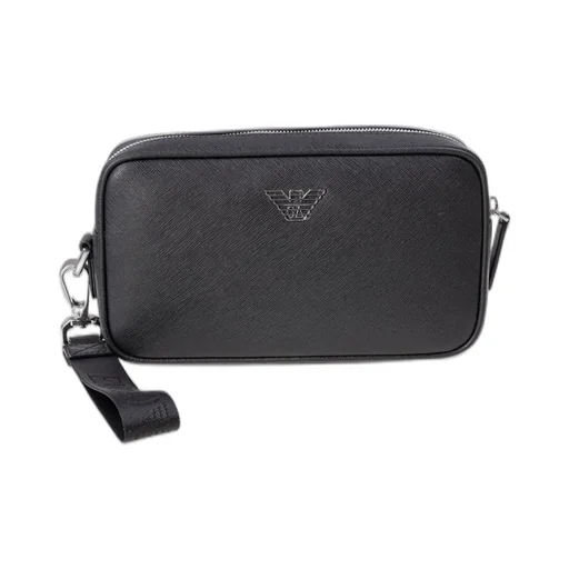 Emporio Armani Asv Saffiano Logo Plaque Washbag