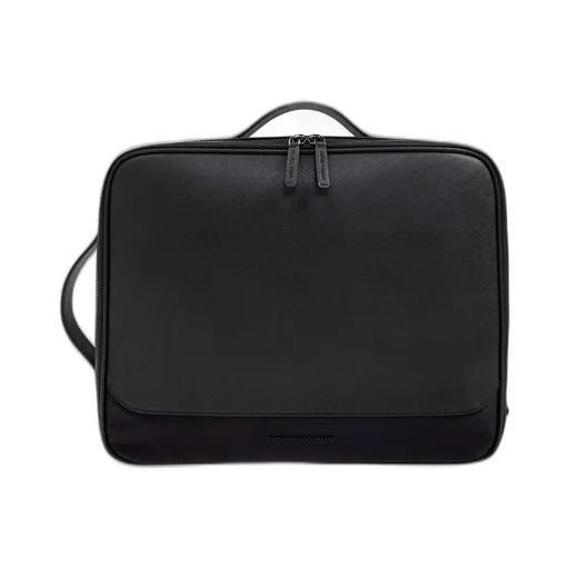 Emporio Armani Logo Embossed Zip-Up Laptop Bag