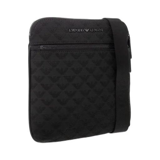 Emporio Armani All-Over Jacquard Eagle Flat Shoulder Bag
