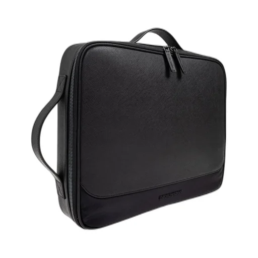 Emporio Armani Logo Embossed Zip-Up Laptop Bag
