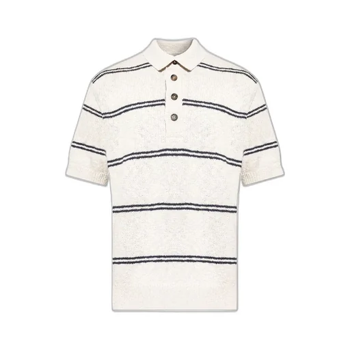 Eleventy Striped Knit Polo Shirt