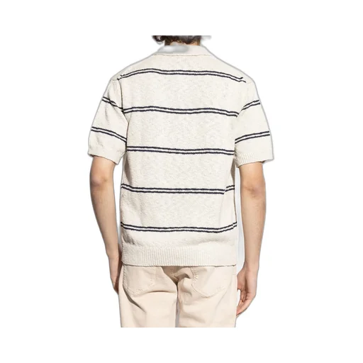 Eleventy Striped Knit Polo Shirt