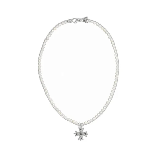 Emanuele Bicocchi Crest Pendant Pearl Necklace