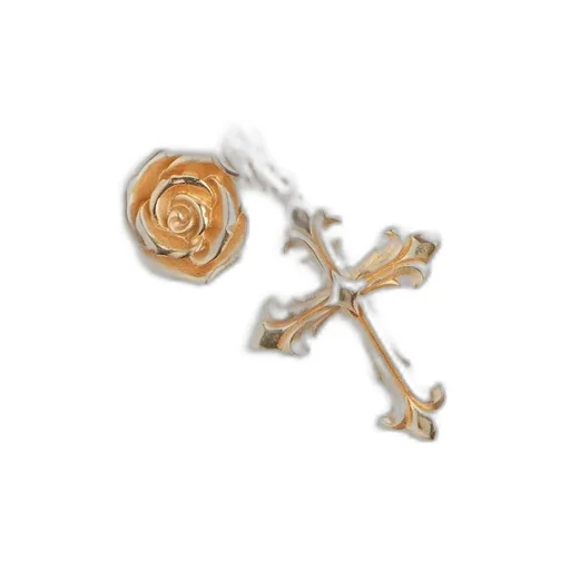 Emanuele Bicocchi Rose And Cross Pendant Necklace
