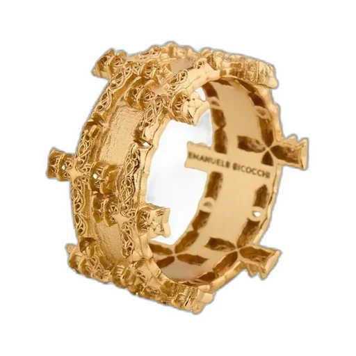 Emanuele Bicocchi Notre Dame Cross Double Band Ring