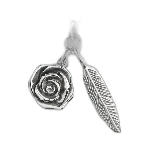 Emanuele Bicocchi Rose And Feather Pendant Necklace