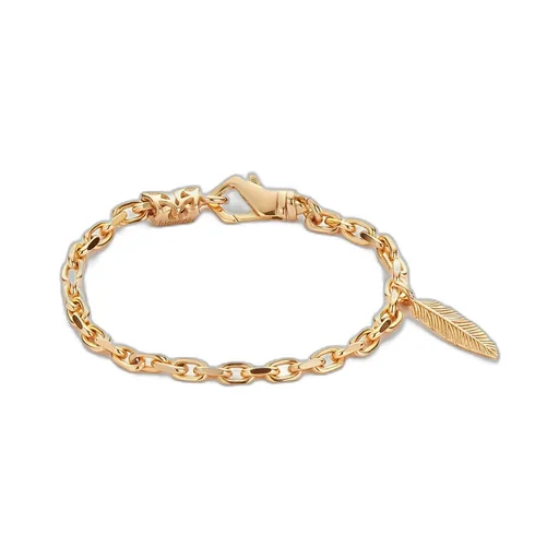 Emanuele Bicocchi Feather Pendant Chain-Link Bracelet