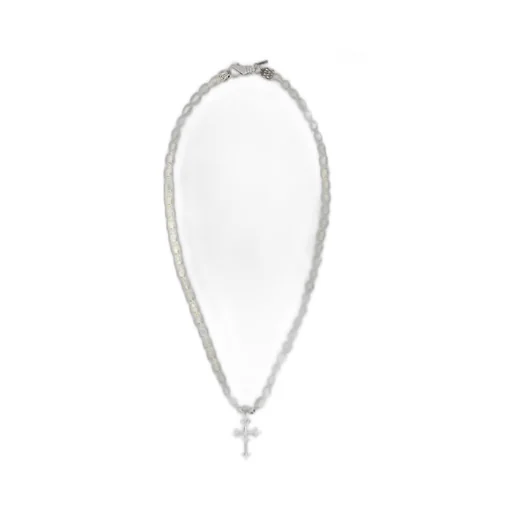 Emanuele Bicocchi Avelli Cross Pendant Pearl Necklace