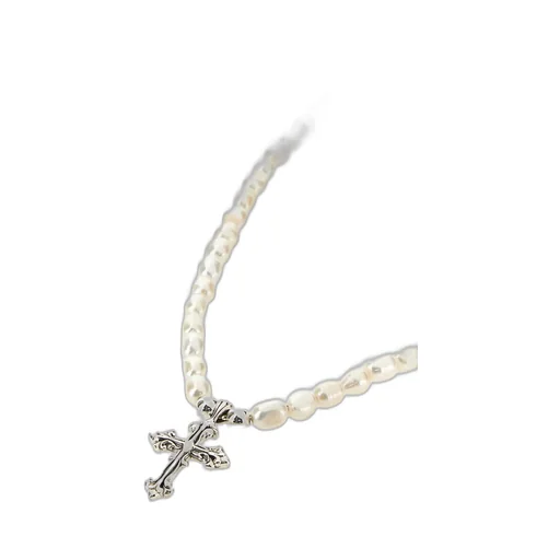 Emanuele Bicocchi Avelli Cross Pendant Pearl Necklace