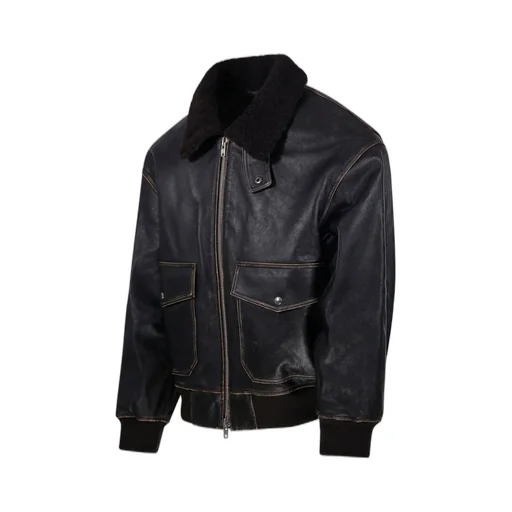 Dunst Shearling Collar Leather Jacket