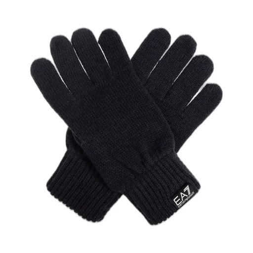 Ea7 Emporio Armani Logo Patch Knit Gloves