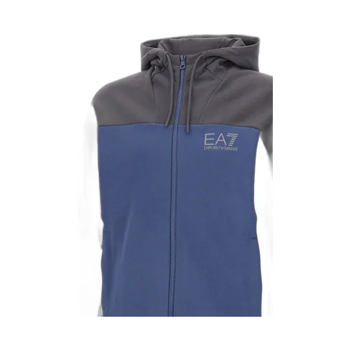 Ea7 Emporio Armani Zip-Up Drawstring Hoodie