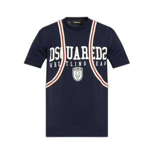Dsquared2 Logo Printed Short-Sleeved Knitted Jumper