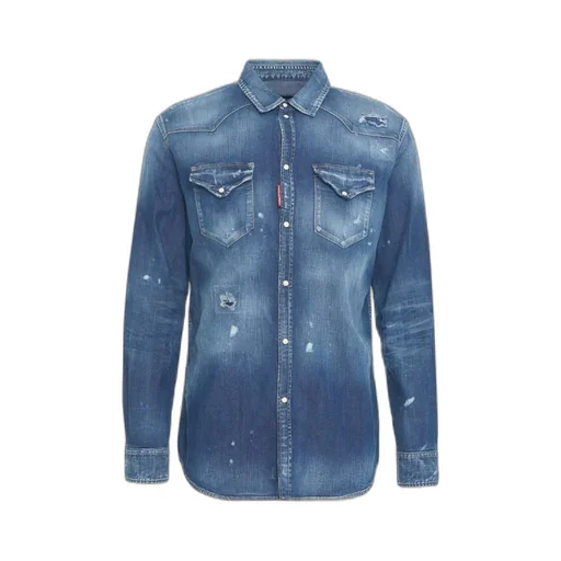 Dsquared2 Long-Sleeved Curved Hem Shirt