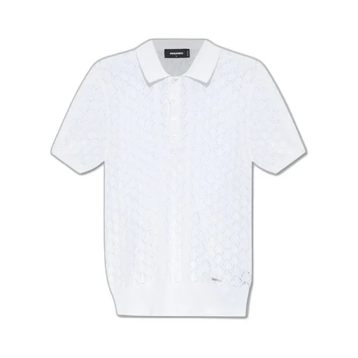 Dsquared2 Pointelle-Knit Short Sleeved Polo Top