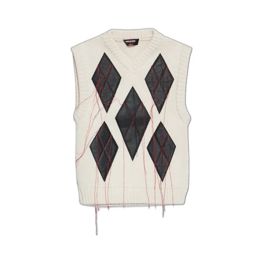 Dsquared2 X Magliano Leather Argyle Knit Vest