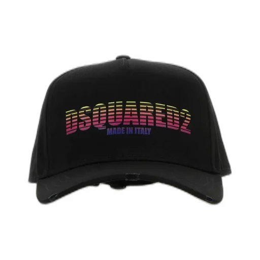 Dsquared2 Logo-Printed Curved Peak Distressed Baseball Cap