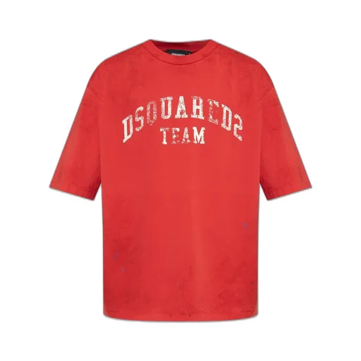 Dsquared2 Logo Printed Crewneck Distressed T-Shirt