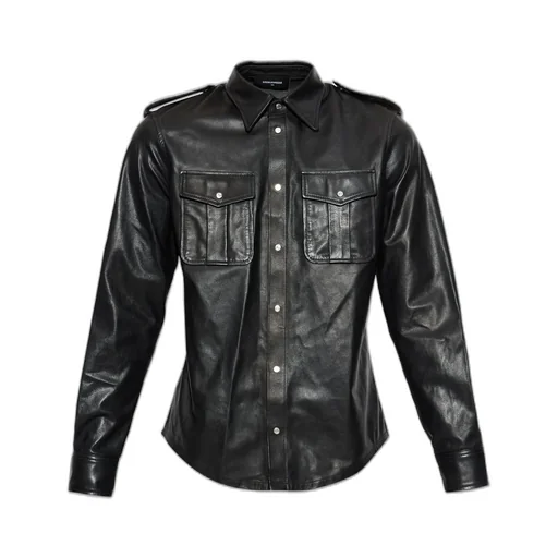 Dsquared2 Chest Pocket Leather Shirt