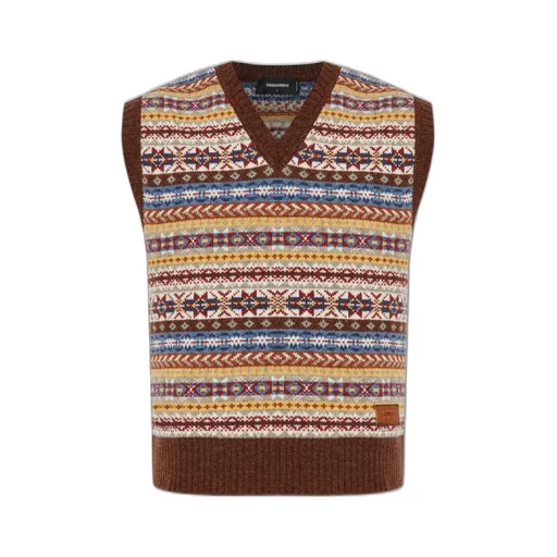 Dsquared2 Patterned V-Neck Knit Vest
