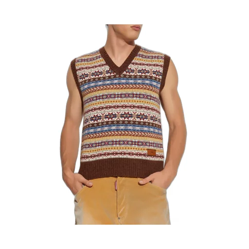 Dsquared2 Patterned V-Neck Knit Vest