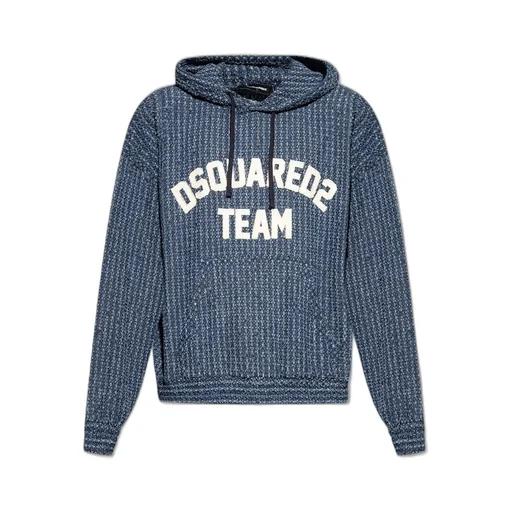 Dsquared2 Logo Patch Drawstring Knit Hoodie