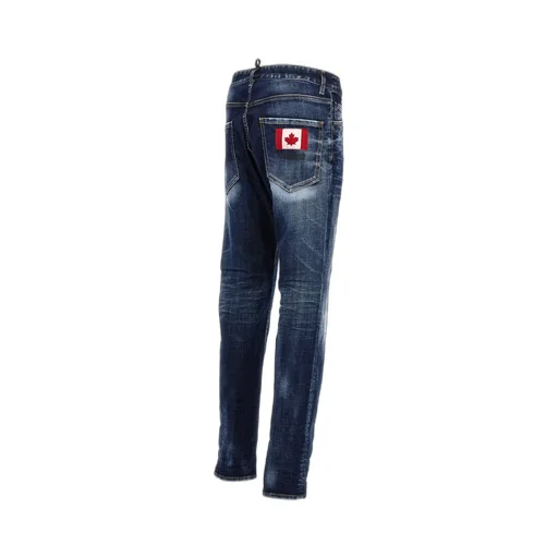 Dsquared2 Logo Patch Distressed Slim Fit Jeans