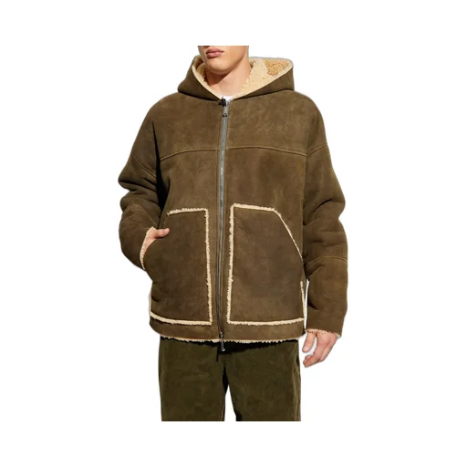 Dsquared2 Zip-Up Hooded Leather Coat