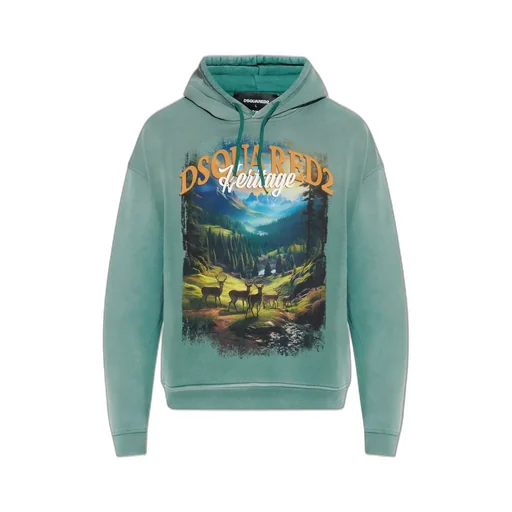 Dsquared2 Graphic Printed Drawstring Hoodie