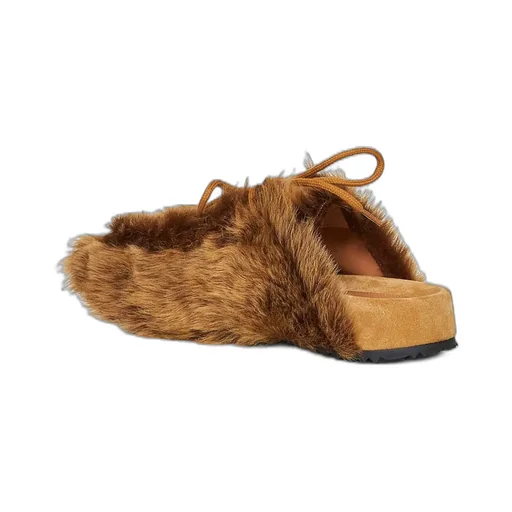 Dries Van Noten Lace-Up Fluffy Sandals