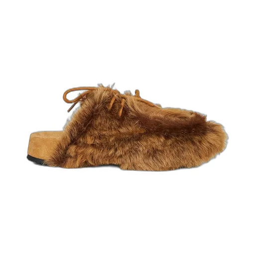 Dries Van Noten Lace-Up Fluffy Sandals