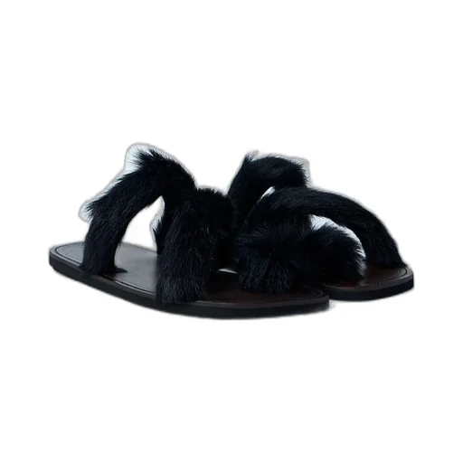 Dries Van Noten Shearling Square-Toe Sandals